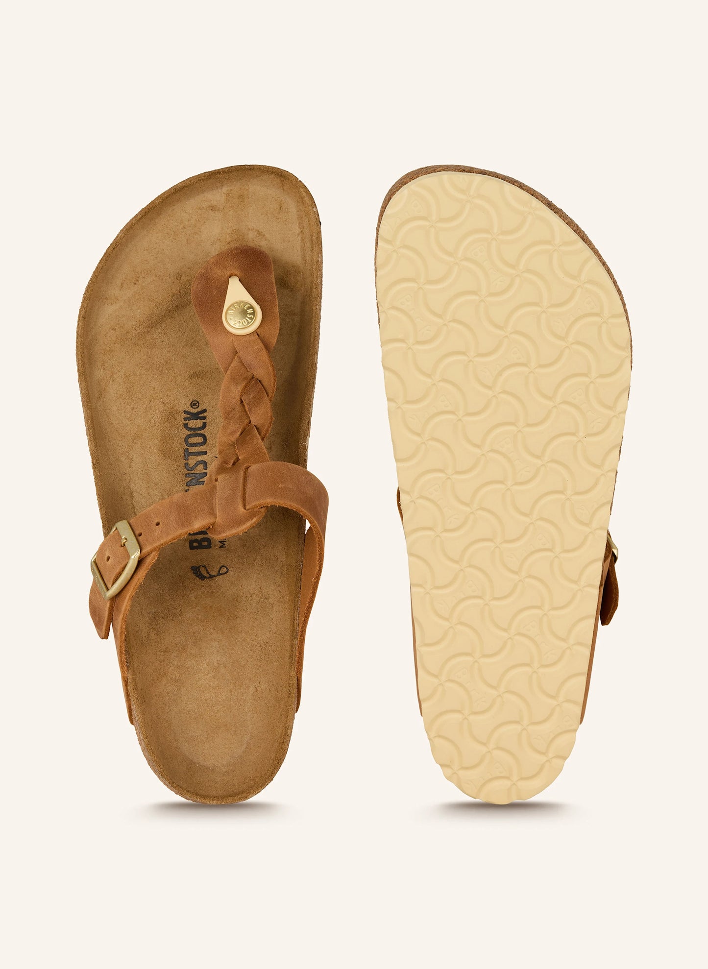 Birkenstock Gizeh Braided Nubukleder geölt - Cognac - MyBrands24 MyBrands24