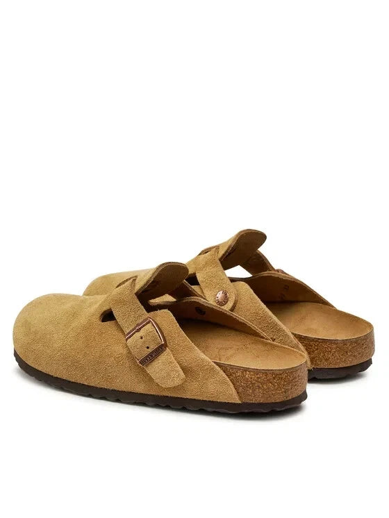 Birkenstock Boston Veloursleder Latte Cream Clogs Gr. 38 schmale Weite 1026164