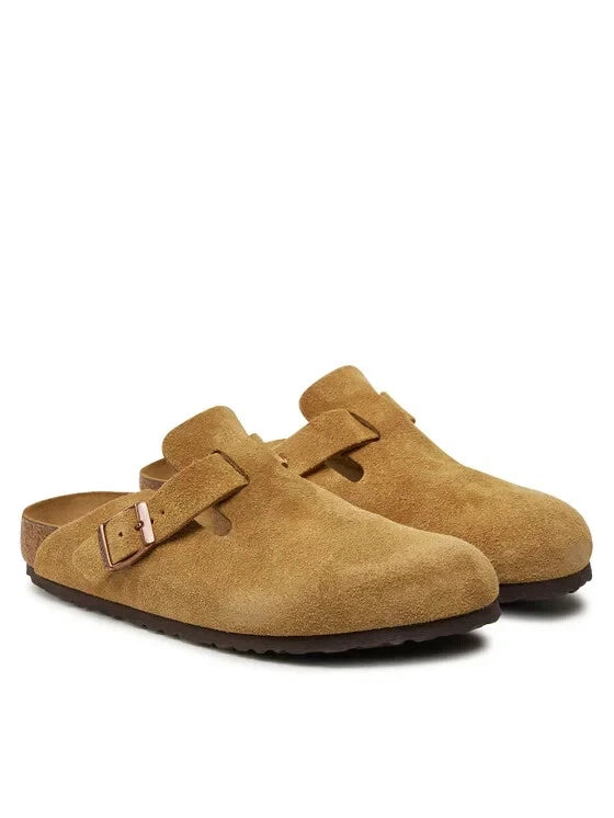 Birkenstock Boston Veloursleder Latte Cream Clogs Gr. 38 schmale Weite 1026164