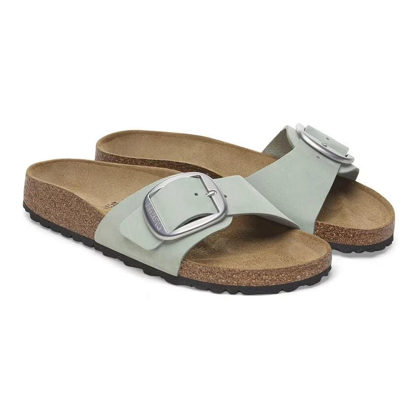 Birkenstock Madrid Big Buckle Nubukleder - Pure Sage Größe 39 schmal 1029293
