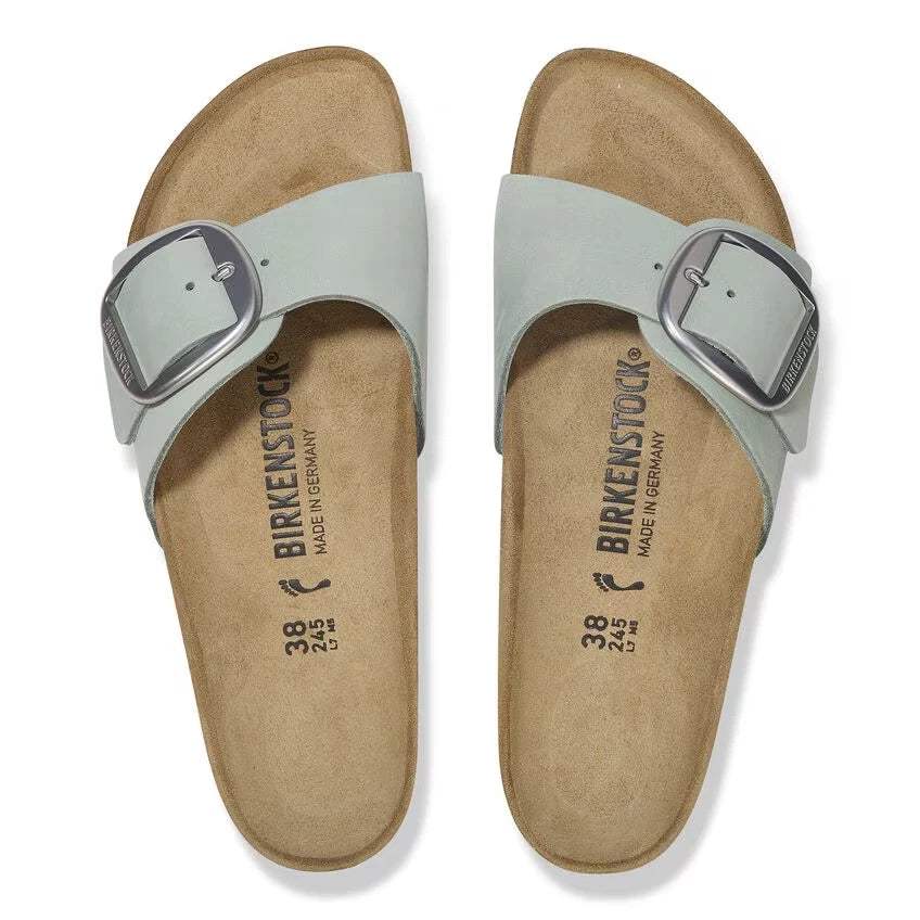 Birkenstock Madrid Big Buckle Nubukleder - Pure Sage Größe 39 schmal 1029293