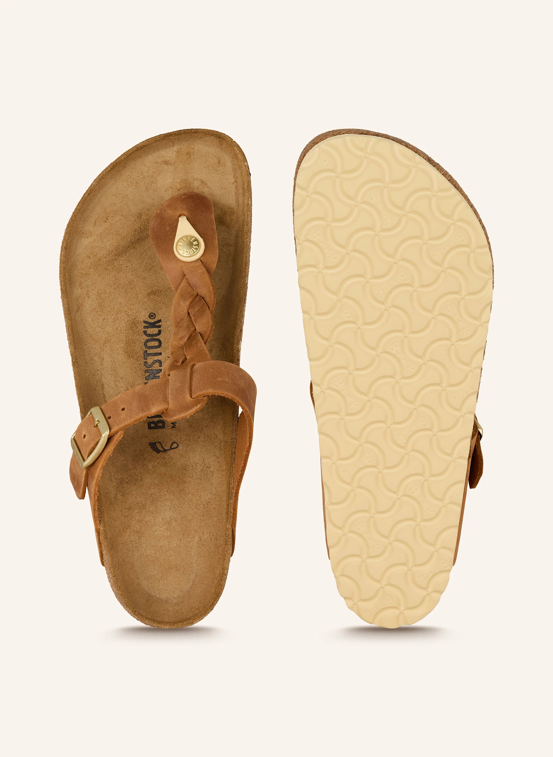 Birkenstock Gizeh Braided Nubukleder geölt - Cognac - MyBrands24 MyBrands24