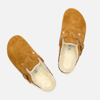 Birkenstock Boston Lammfell Veloursleder - Mink