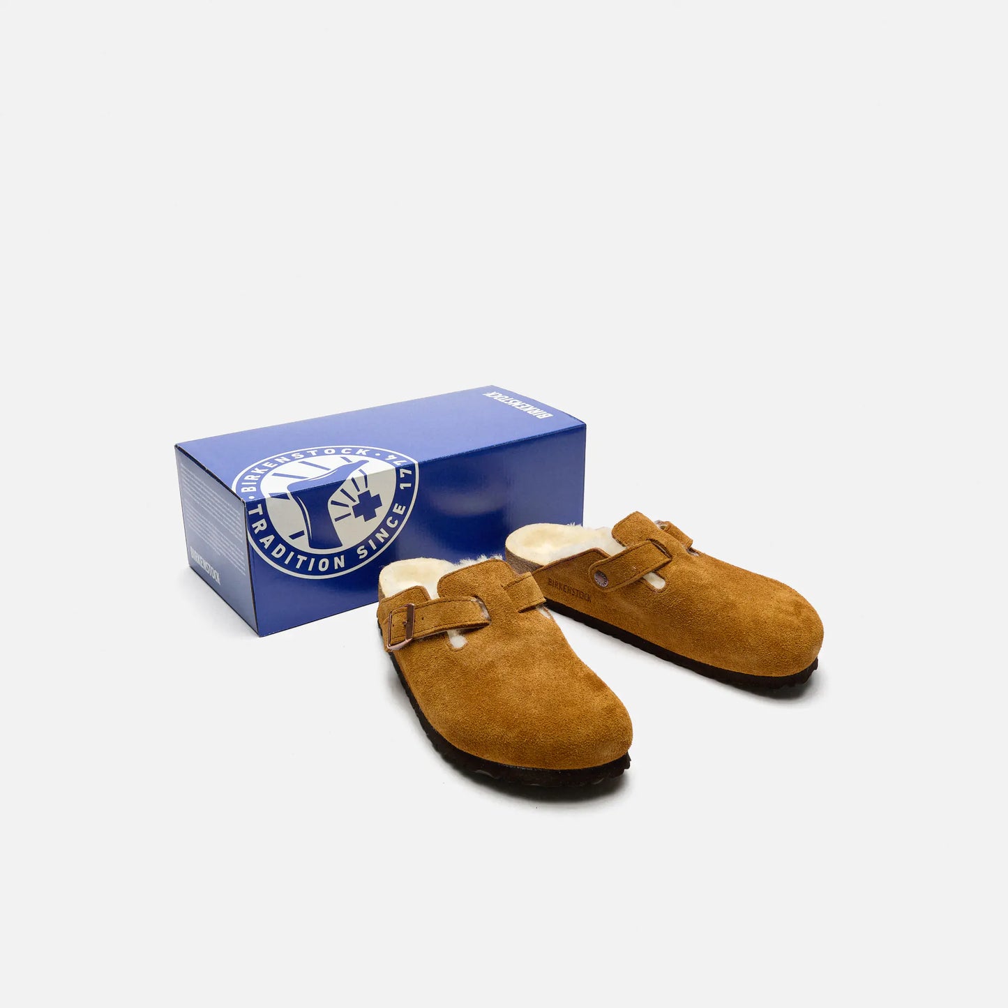 Birkenstock Boston Lammfell Veloursleder - Mink