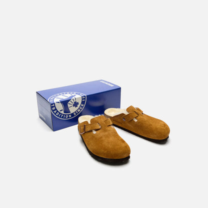 Birkenstock Boston Lammfell Veloursleder - Mink