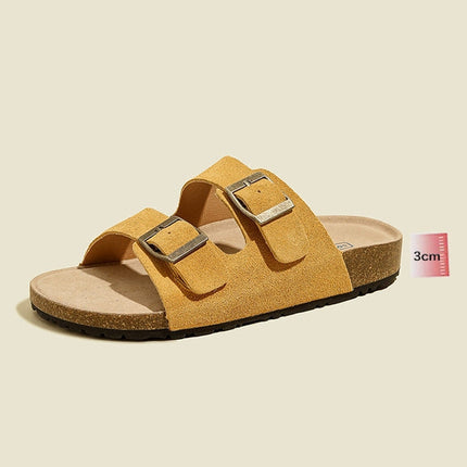 Veloursleder Sandalen mit Doppelriemen – Komfortable Sommer Slipper mit rutschfester Gummisohle