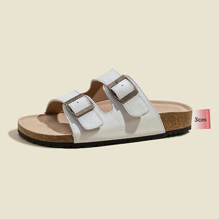 Veloursleder Sandalen mit Doppelriemen – Komfortable Sommer Slipper mit rutschfester Gummisohle