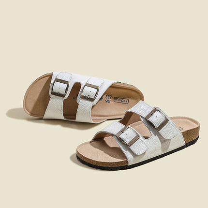 Veloursleder Sandalen mit Doppelriemen – Komfortable Sommer Slipper mit rutschfester Gummisohle