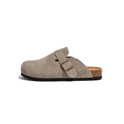 Veloursleder Clogs Taupe – Komfort Clog aus echtem Rindsleder (Eigenmarke)