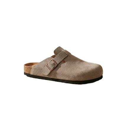 Veloursleder Clogs Taupe – Komfort Clog aus echtem Rindsleder (Eigenmarke)