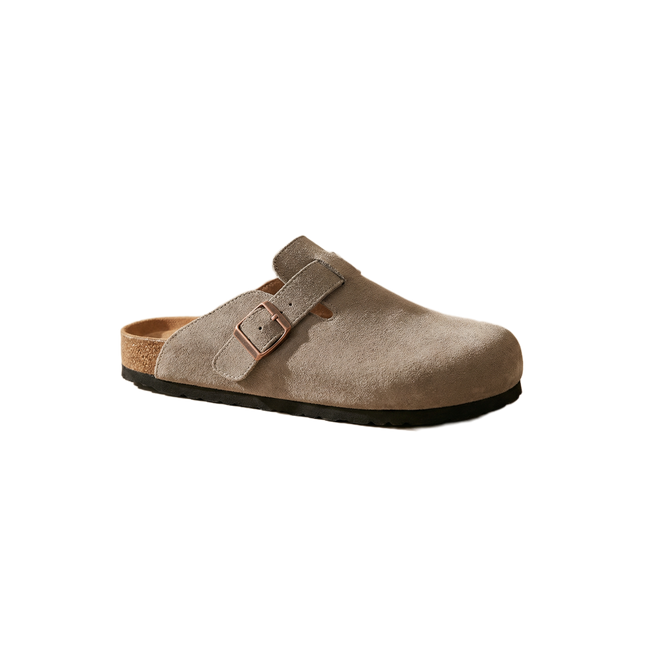 Veloursleder Clogs Taupe – Komfort Clog aus echtem Rindsleder (Eigenmarke)