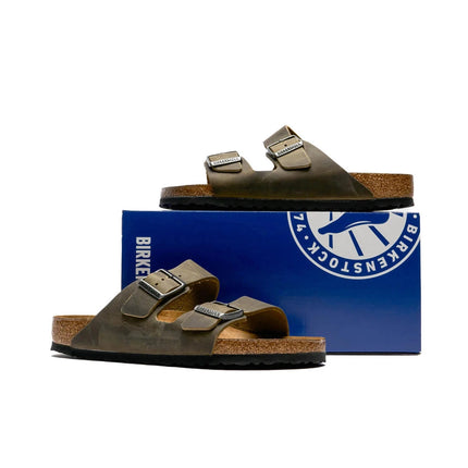 Birkenstock Arizona Faded Khaki geöltes Leder Weichbettung