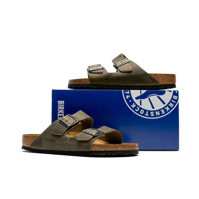 Birkenstock Arizona Faded Khaki geöltes Leder Weichbettung