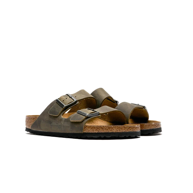 Birkenstock Arizona Faded Khaki geöltes Leder Weichbettung