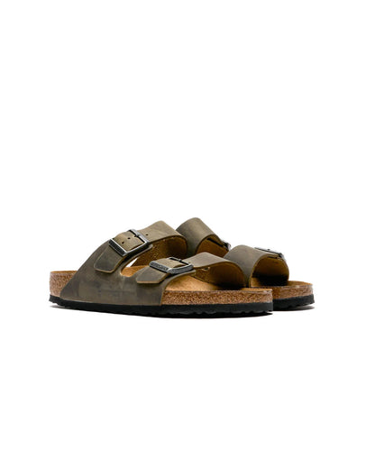Birkenstock Arizona Faded Khaki geöltes Leder Weichbettung