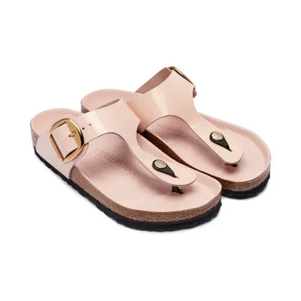 Birkenstock Gizeh Big Buckle Damen Sandale – High-Shine Light Rose, Naturleder Lack