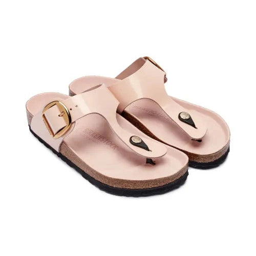 Birkenstock Gizeh Big Buckle Damen Sandale – High-Shine Light Rose, Naturleder Lack