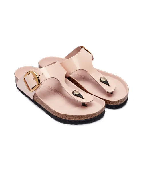 Birkenstock Gizeh Big Buckle Damen Sandale – High-Shine Light Rose, Naturleder Lack