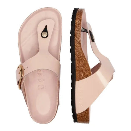 Birkenstock Gizeh Big Buckle Damen Sandale – High-Shine Light Rose, Naturleder Lack