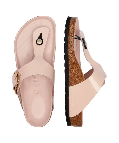Birkenstock Gizeh Big Buckle Damen Sandale – High-Shine Light Rose, Naturleder Lack