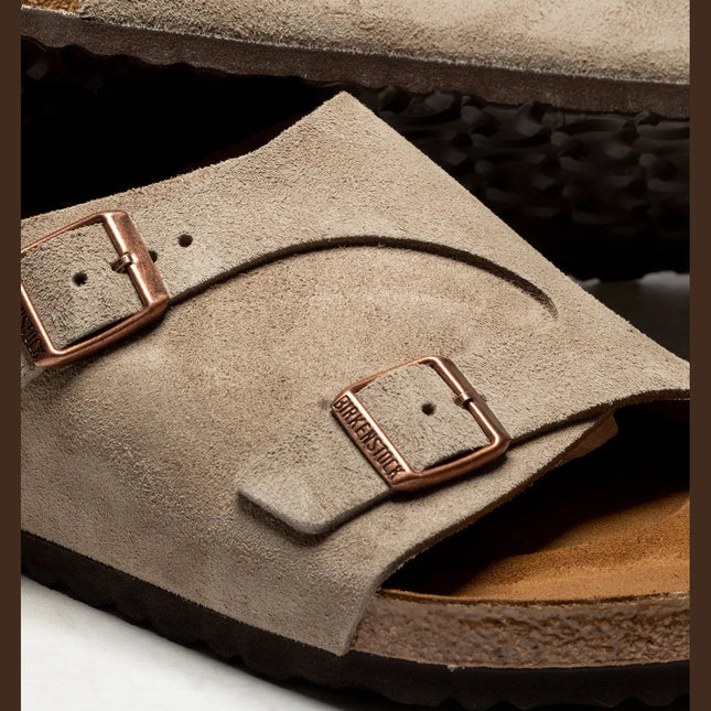 Birkenstock Zürich VL Taupe Veloursleder Sandalen