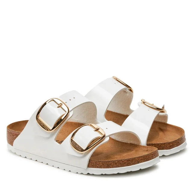 Birkenstock Arizona Big Buckle Birko-Flor Patent White Sandalen