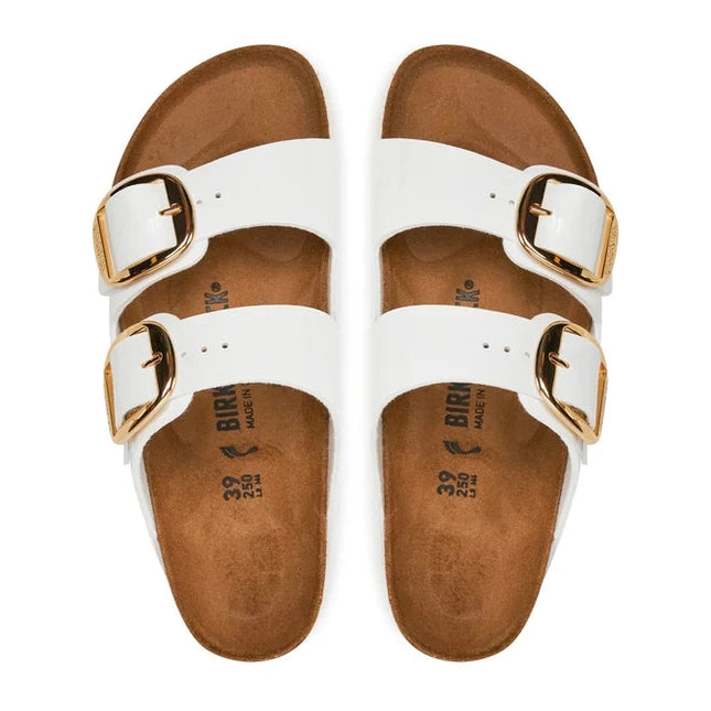 Birkenstock Arizona Big Buckle Birko-Flor Patent White Sandalen